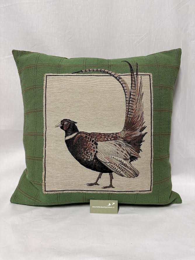 Afbeelding laden in Galerijviewer, Gobelin Kussen Fazant Tail Up, groen