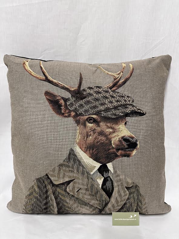 Afbeelding laden in Galerijviewer, Gobelin Kussen The Huntsman Deer, taupe