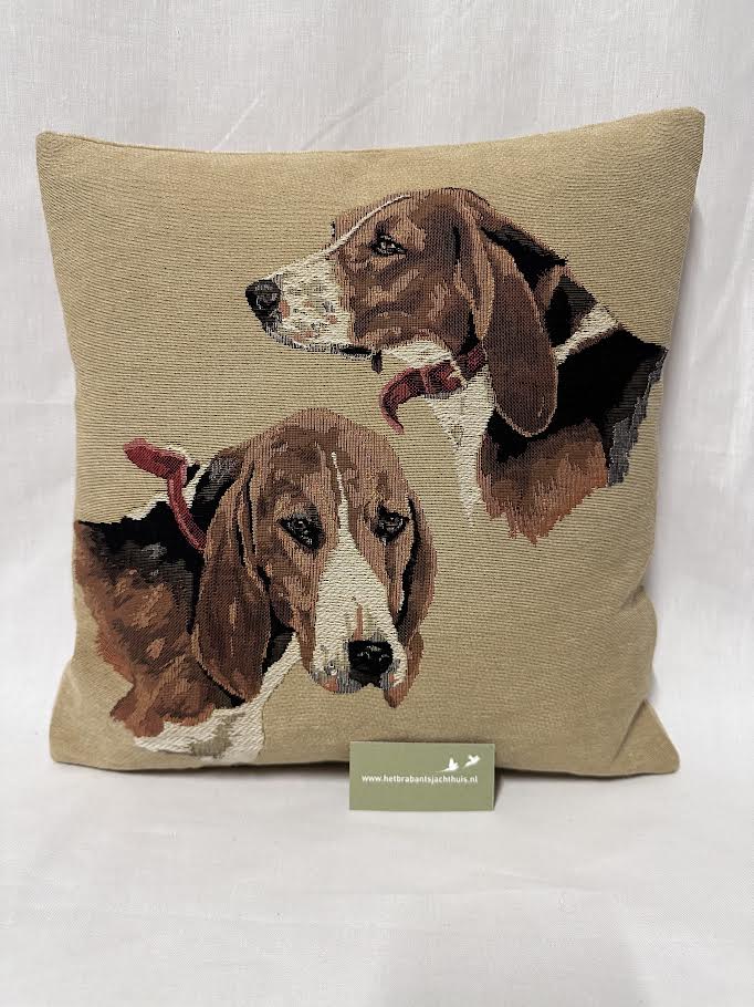 Afbeelding laden in Galerijviewer, Gobelin Kussen Collar Dogs Brown, beige