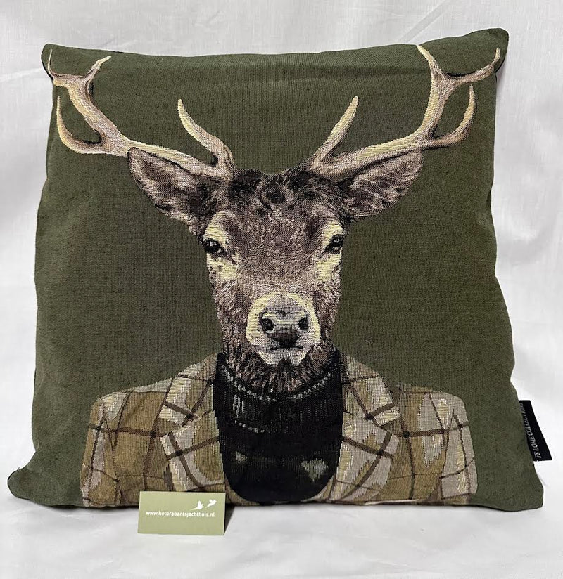 Afbeelding laden in Galerijviewer, Gobelin Kussen Dressed Deer Tweed Jacket, green