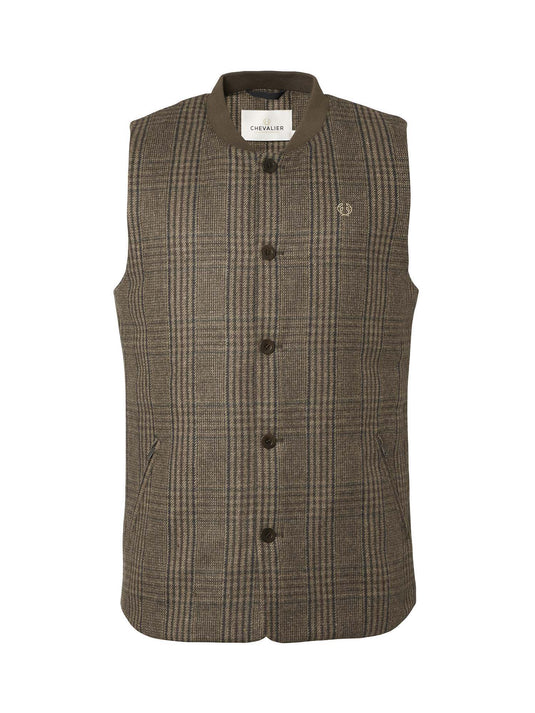 Chevalier Sion Fill100 Tweed Vest Men, dark brown glencheck