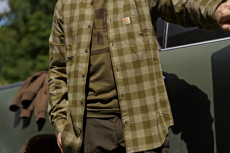 Afbeelding laden in Galerijviewer, Härkila Scandinavian L/S Shirt, dark olive check