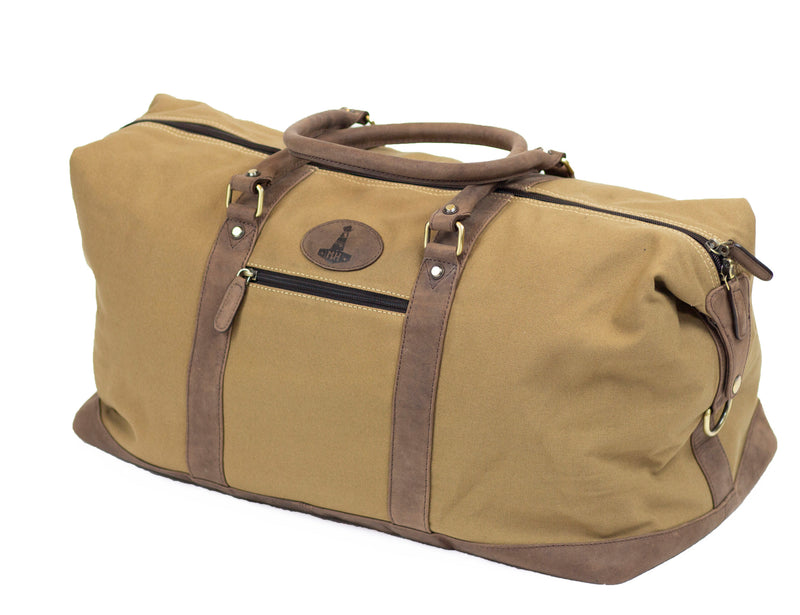Afbeelding laden in Galerijviewer, Mjoelner Hunting Valhalla Travel Bag, 75 liter, sand canvas/brown leather
