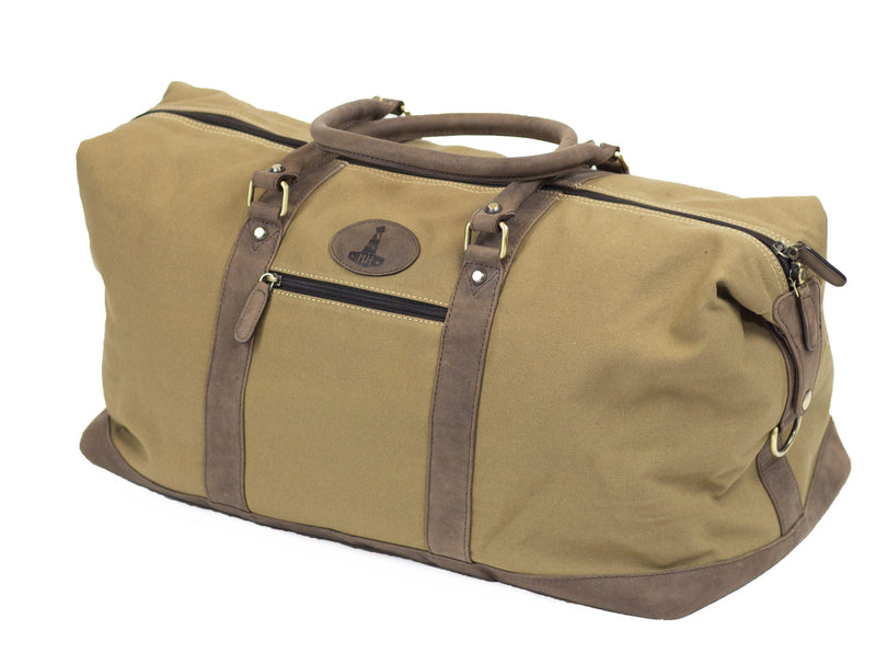 Afbeelding laden in Galerijviewer, Mjoelner Hunting Valhalla Travel Bag, 40 liter, sand canvas/brown leather