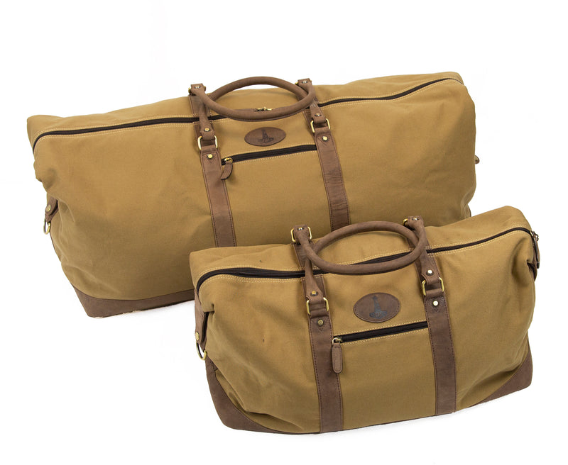 Afbeelding laden in Galerijviewer, Mjoelner Hunting Valhalla Travel Bag, 75 liter, sand canvas/brown leather