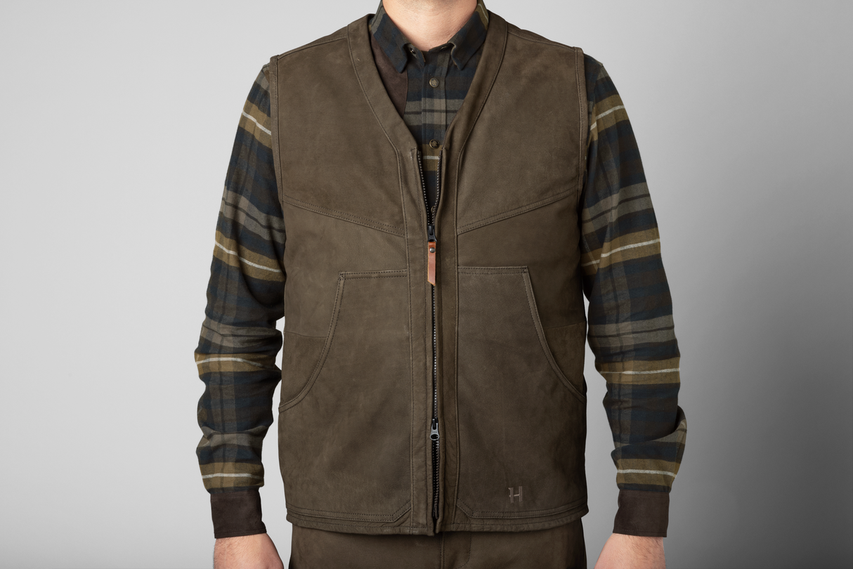 Härkila Pro Hunter Leather Waistcoat, willow green