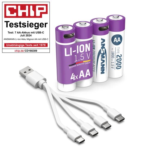 Ansmann 1,5 V LI-ION AA Accu oplaadbaar (4x)