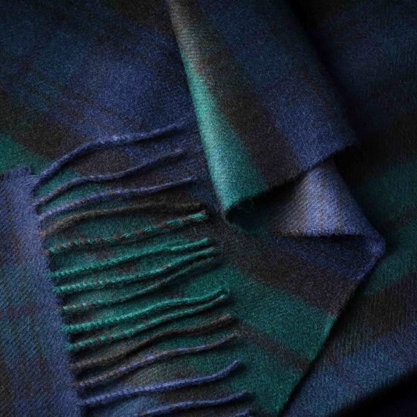 Afbeelding laden in Galerijviewer, John Hanly Merino Wollen Sjaal, blauw groen check