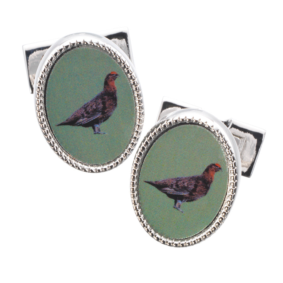 Laksen Enamel Grouse Cufflinks, groen
