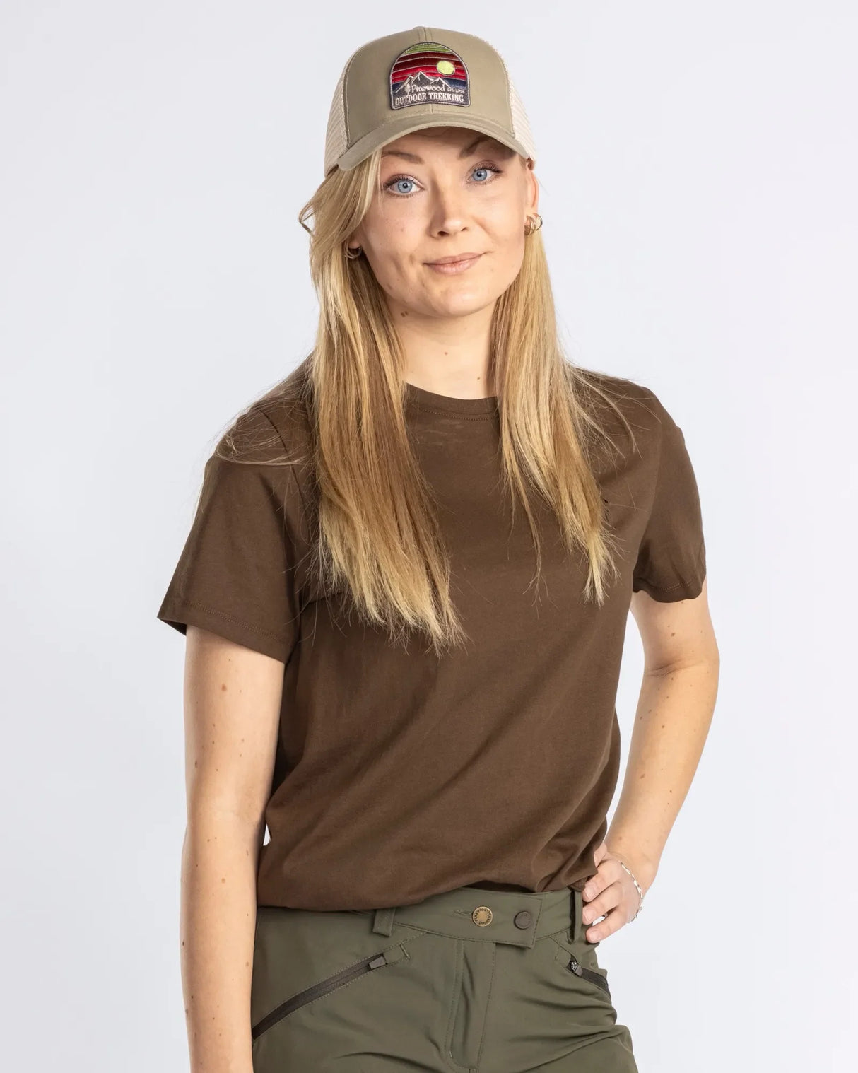 Pinewood 3-pack T-shirt Dames, Green/H.Brown/Khaki