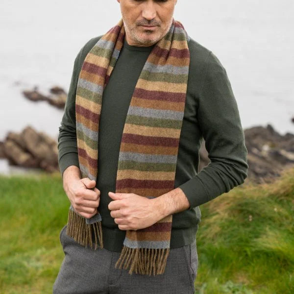 Afbeelding laden in Galerijviewer, John Hanly Lamswollen Sjaal, multicolor streep