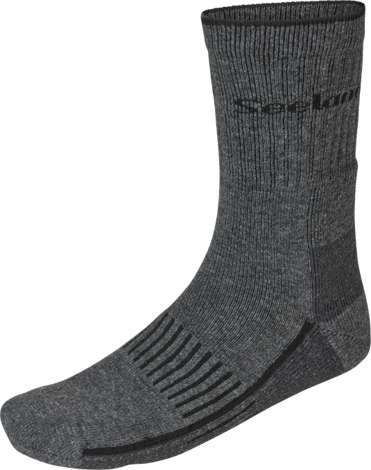 Seeland Field Heavy Merino Sock, grey melange/black
