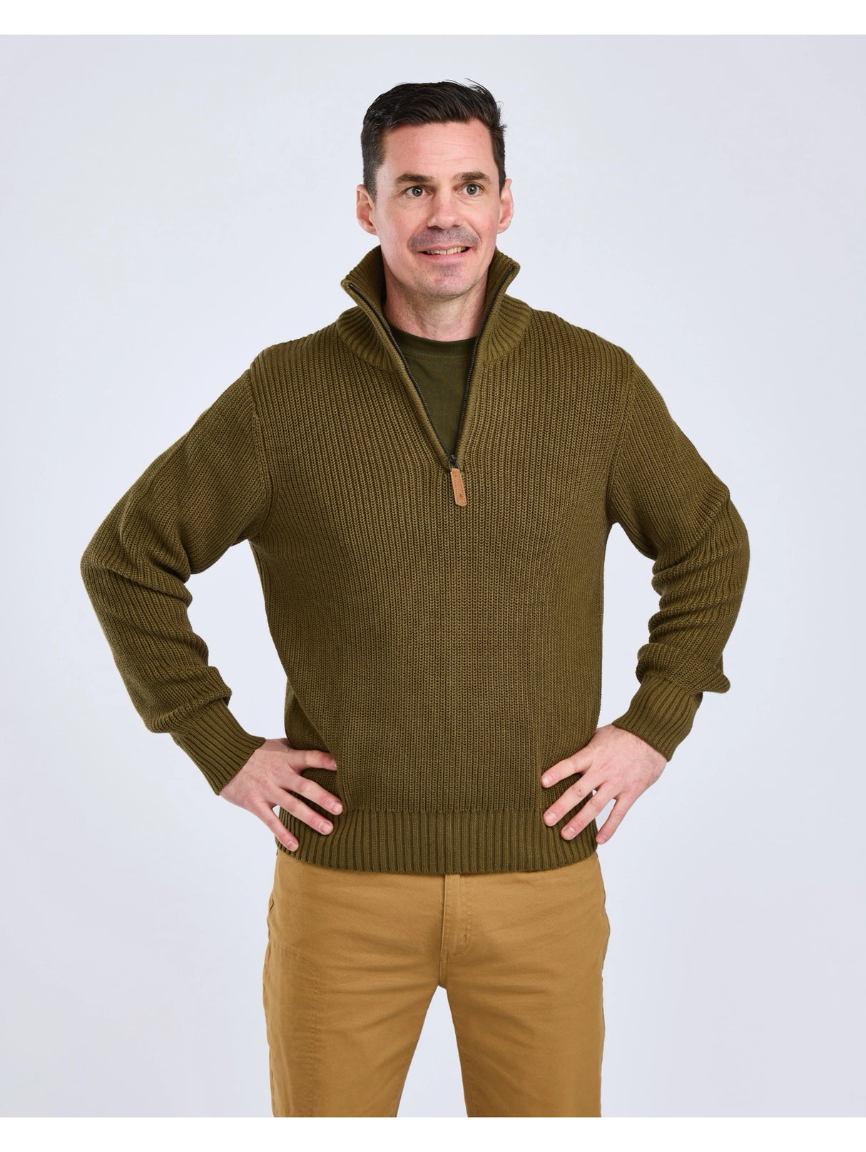 Pinewood Philip Knitted Sweater Men, olive green