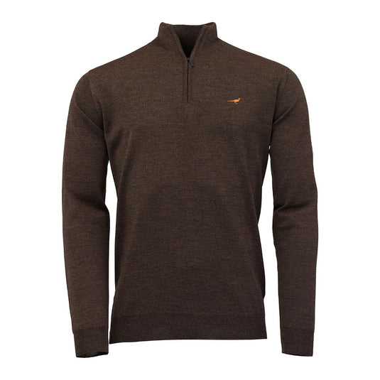Laksen Norfolk, merino herentrui met rits, brownie