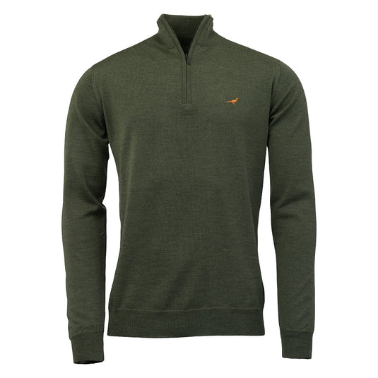 Laksen Norfolk, merino herentrui met rits, woody