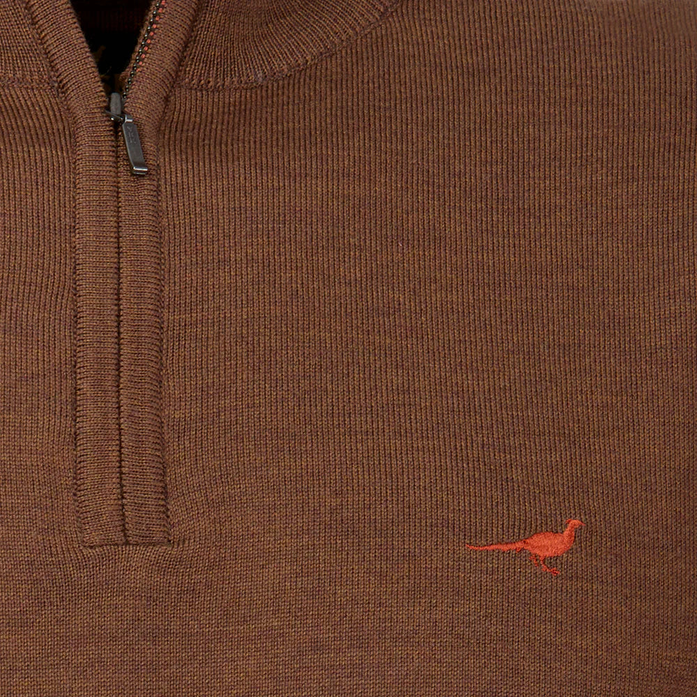 Laksen Norfolk, merino herentrui met rits, rum