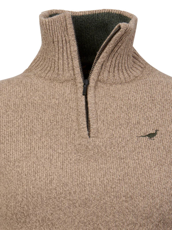 Afbeelding laden in Galerijviewer, Laksen Tyne, lamswollen damestrui met rits, camel