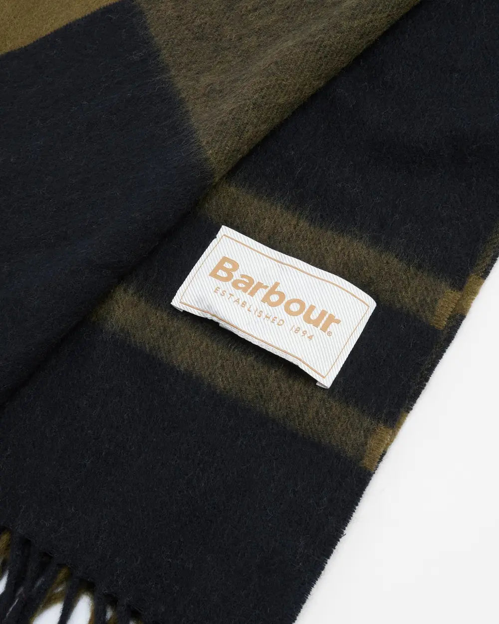 Barbour Maxine Tartan Scarf, black/olive