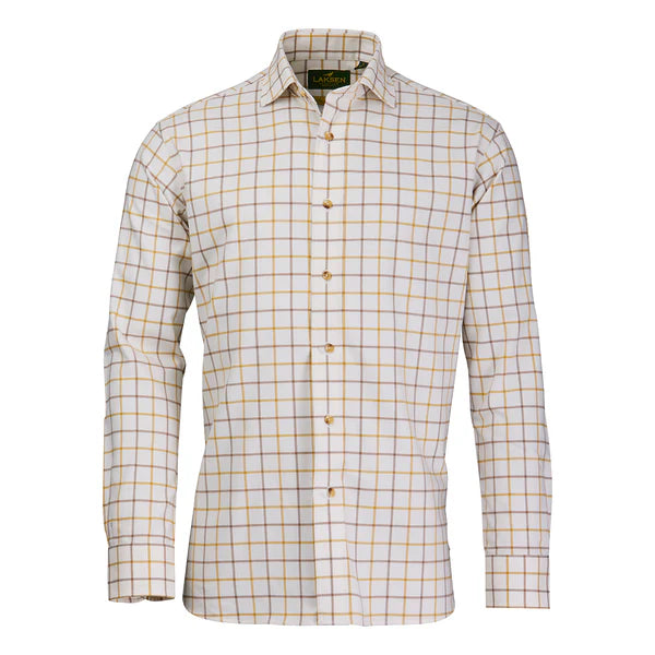 Laksen Edgar Brushed Organic Cotton Shirt, gorse/camel