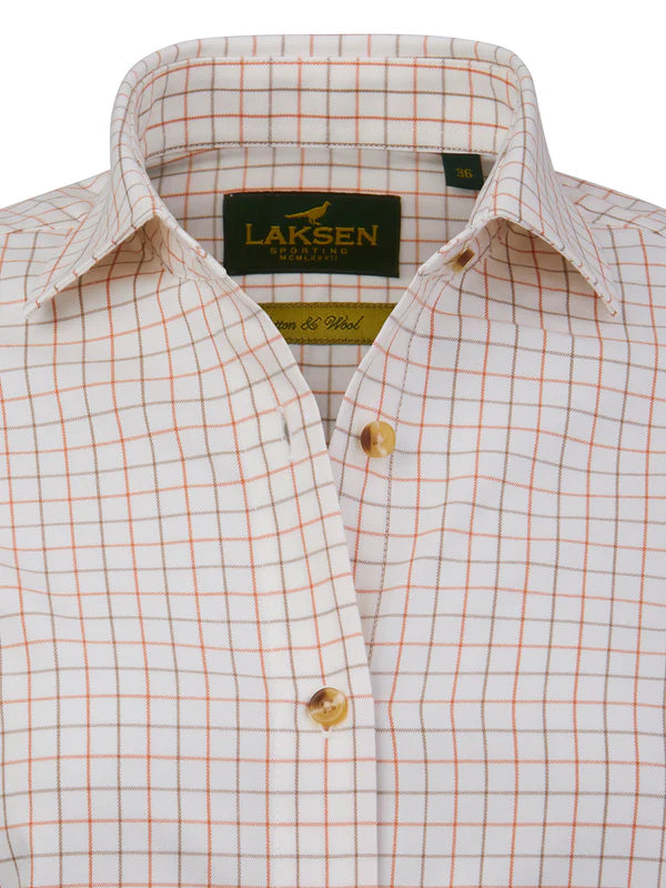 Afbeelding laden in Galerijviewer, Laksen Haley Cotton Wool Shirt, burnt orange/rum