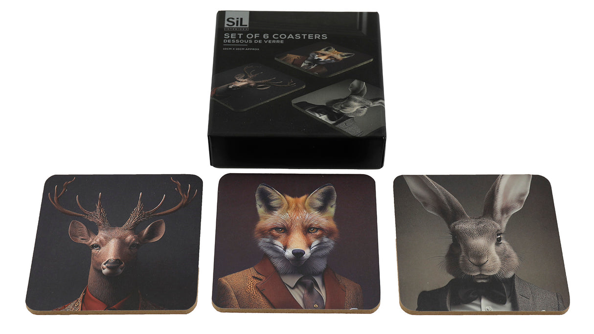 Onderzetters, set van 6, "Wild Gentlemen"