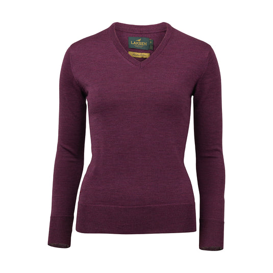 Laksen Carnaby, merino damestrui met V-hals, heather