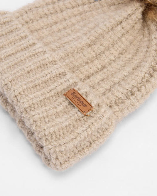Barbour Saltburn Beanie & Tartan Scarf Gift Set, gardenia tartan