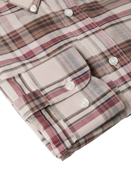 Betley Regular Fit Shirt Men Millet Brown Checked