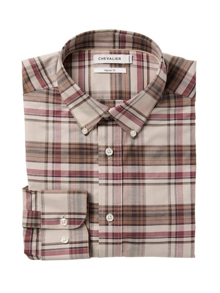 Betley Regular Fit Shirt Men Millet Brown Checked