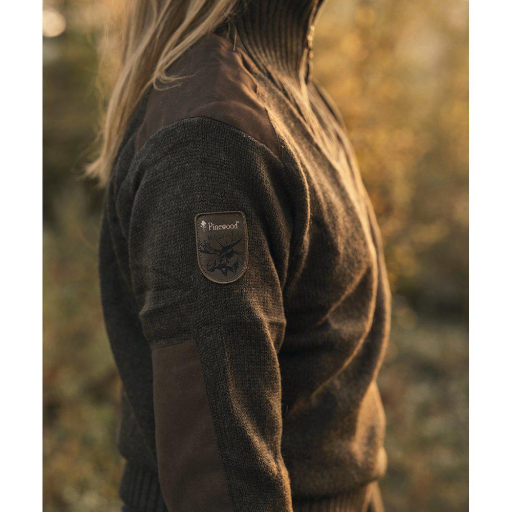 Pinewood Hurricane Sweater Women, dark green/dark brown