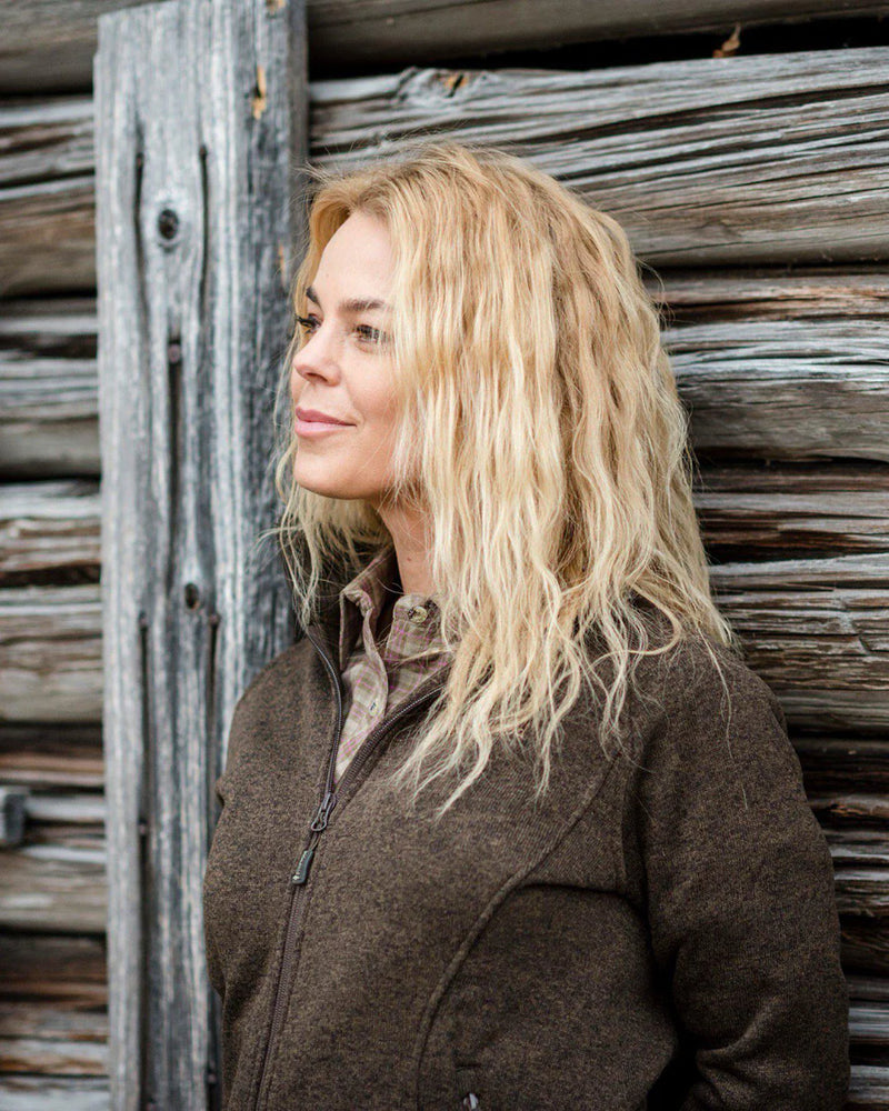 Afbeelding laden in Galerijviewer, Pinewood Gabriella Knitted Fleece Jacket Women, earth brown melange