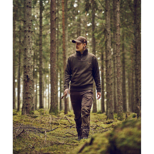 Pinewood Hurricane Sweater Men, dark green/dark brown