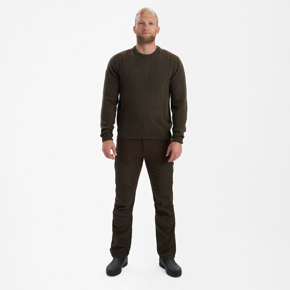 Deerhunter Sheffield Knit with O-neck, dark elm