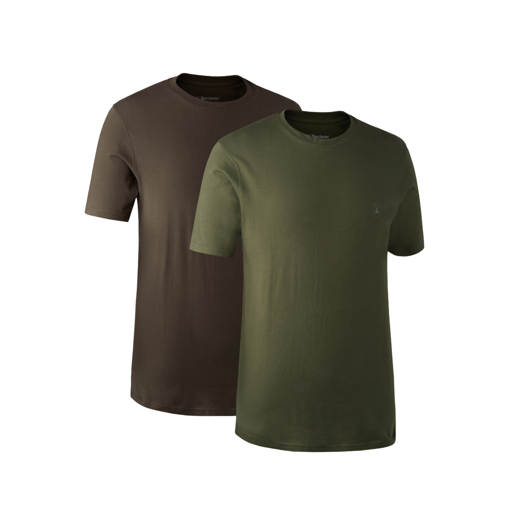 Deerhunter T-Shirts 2-Pack, green/brown leaf