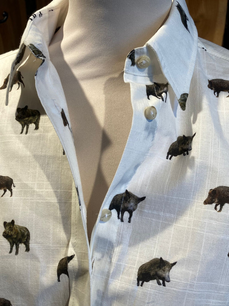 Afbeelding laden in Galerijviewer, Skogen Dames Blouse Met Wilde Zwijnen, white/dark brown