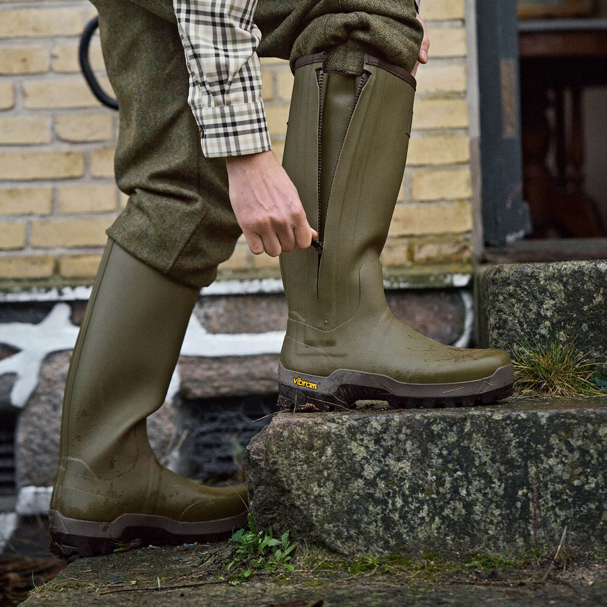 Härkila Forester Zip Rubber Boot, dark olive