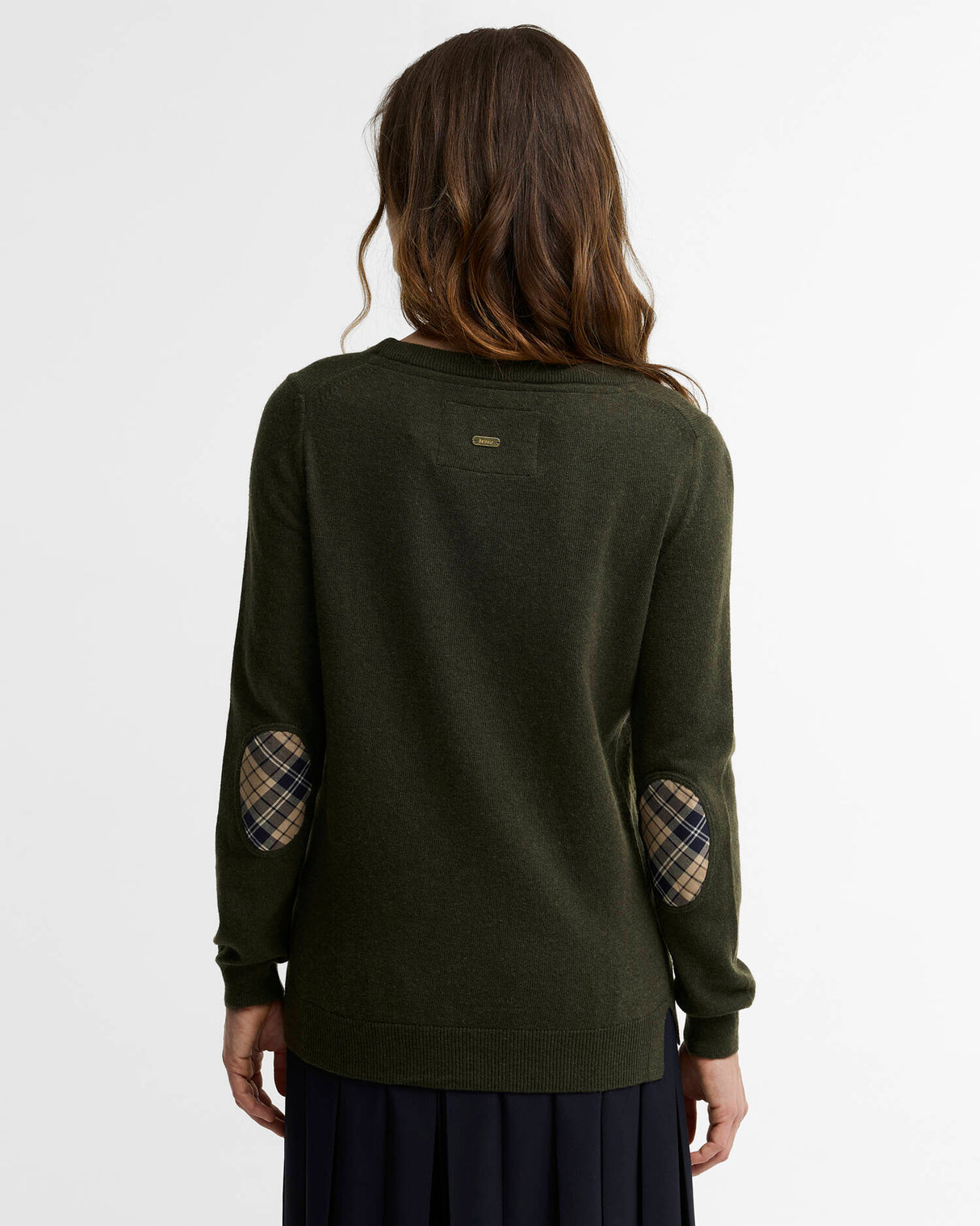 Barbour Pendle Crew Neck Jumper Olive/Birchwood Tartan