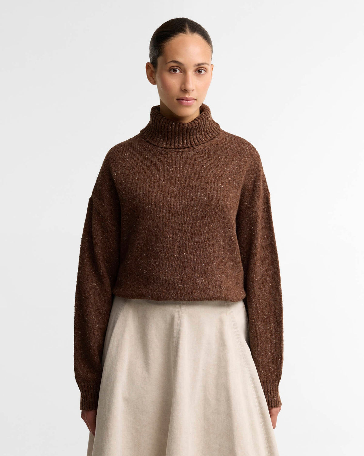 Barbour Stanford Fleck Rollneck Wool Jumper Rustic