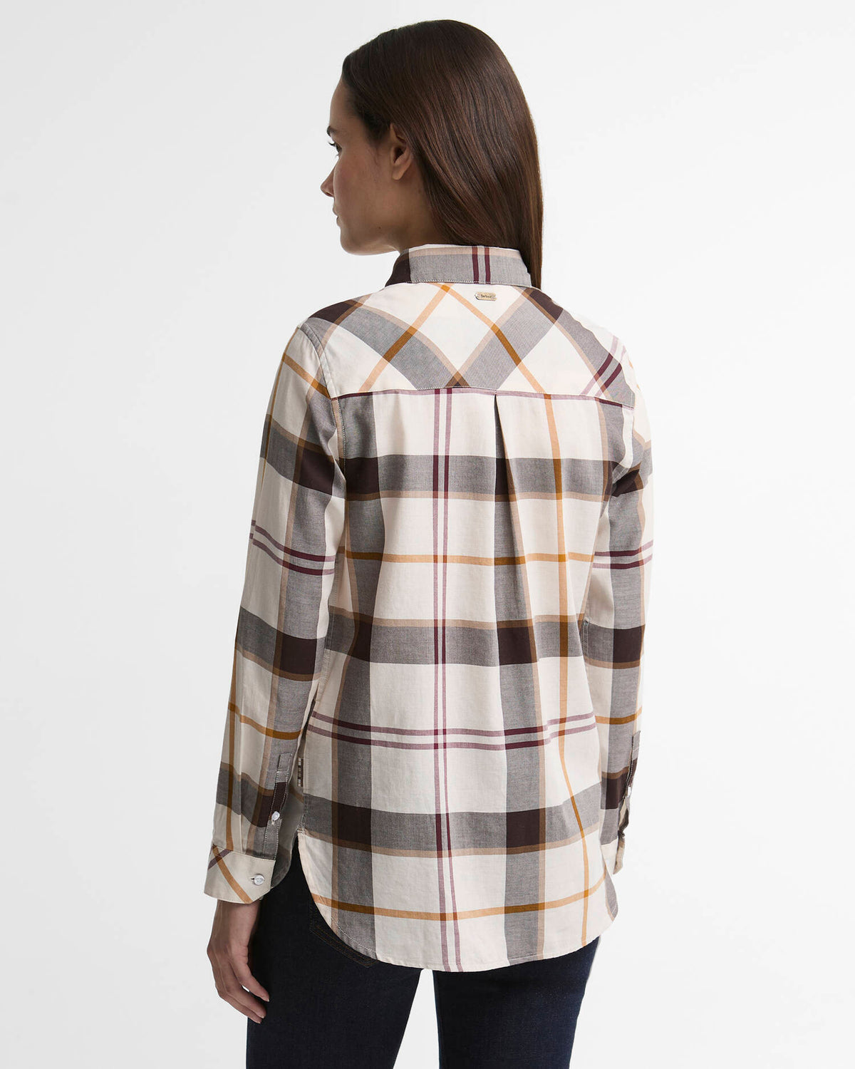 Barbour Moorland Relaxed Long Sleeve Shirt, ecru muted tartan