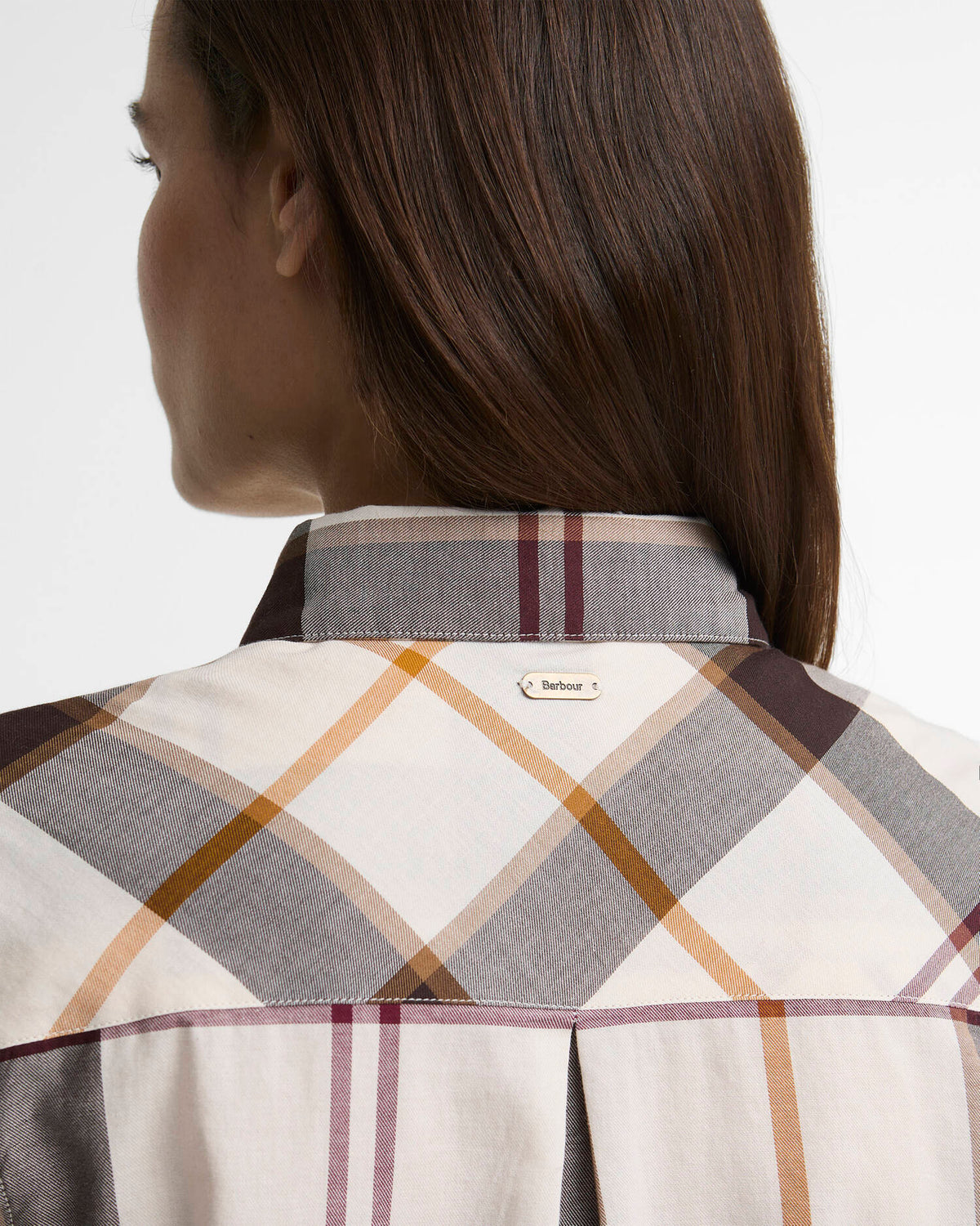 Barbour Moorland Relaxed Long Sleeve Shirt, ecru muted tartan