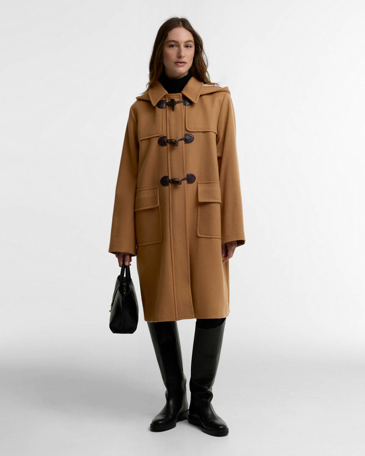 Barbour Melody Wool Duffle Coat, beige/birchwood dress
