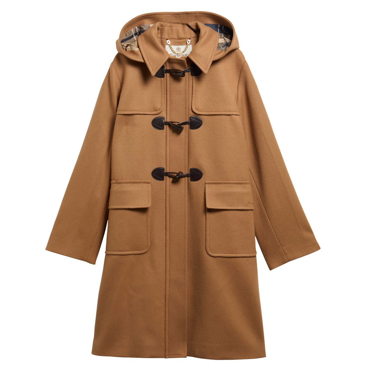 Barbour Melody Wool Duffle Coat, beige/birchwood dress
