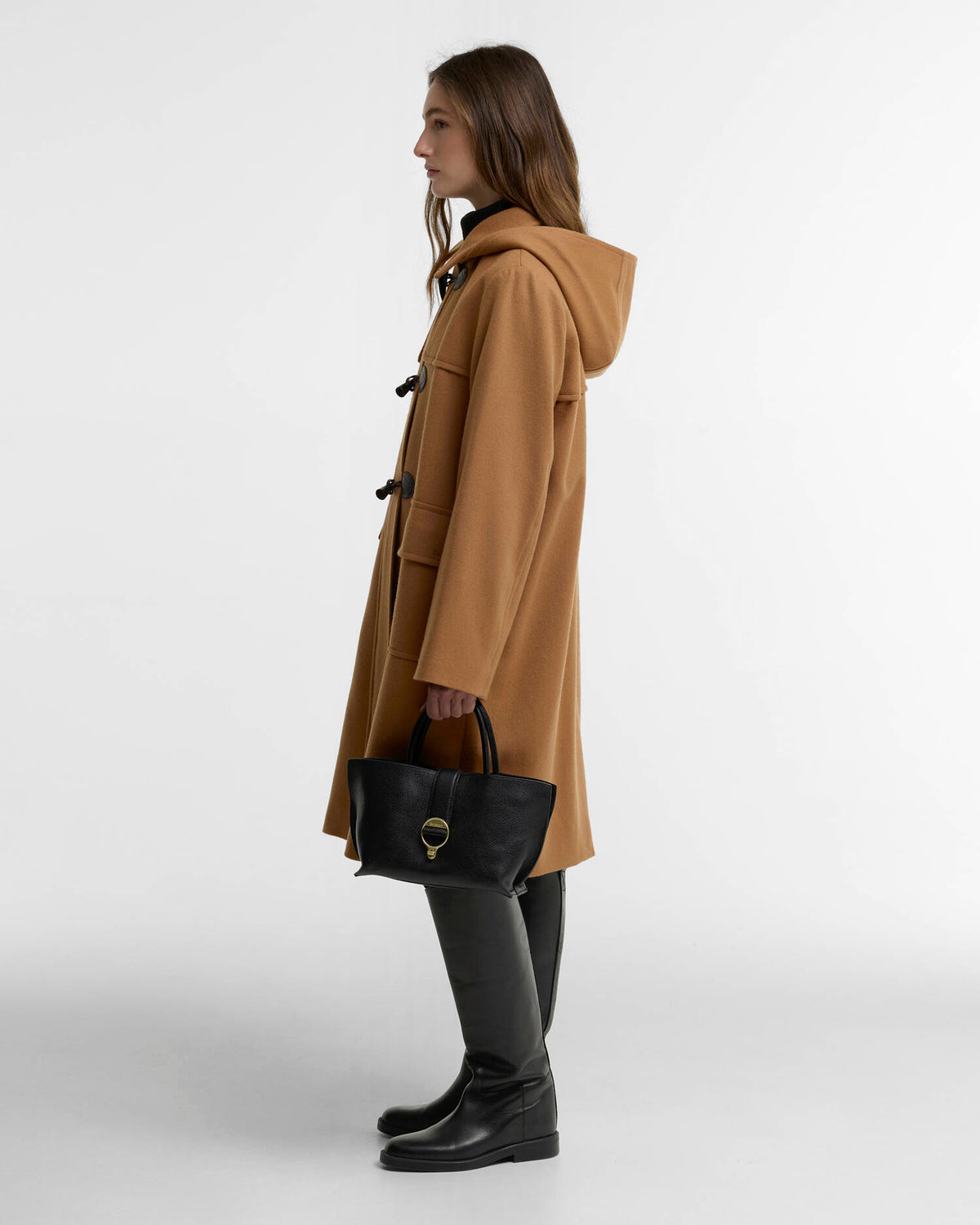 Barbour Melody Wool Duffle Coat, beige/birchwood dress