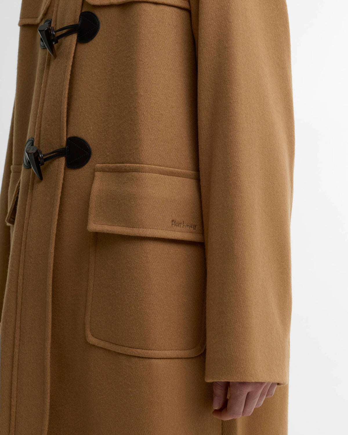 Barbour Melody Wool Duffle Coat, beige/birchwood dress