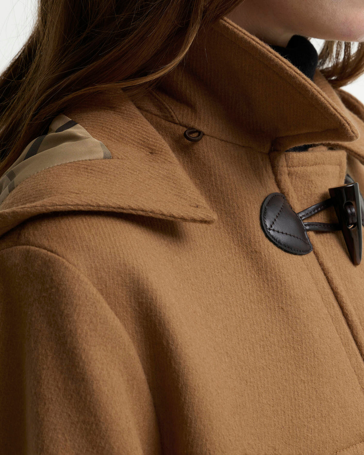Barbour Melody Wool Duffle Coat, beige/birchwood dress
