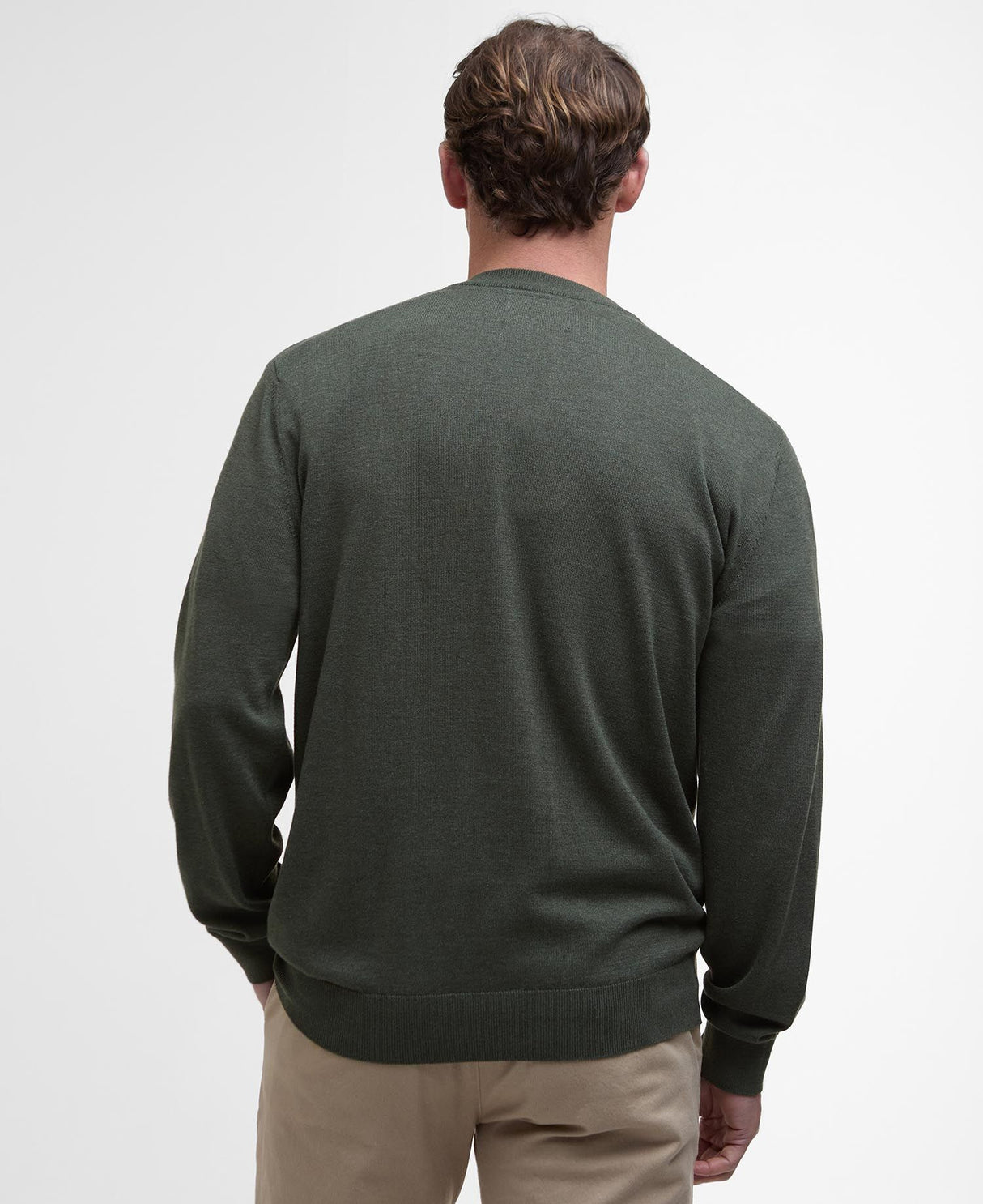 Barbour Bayfield Knitted Crew Jumper, mid olive
