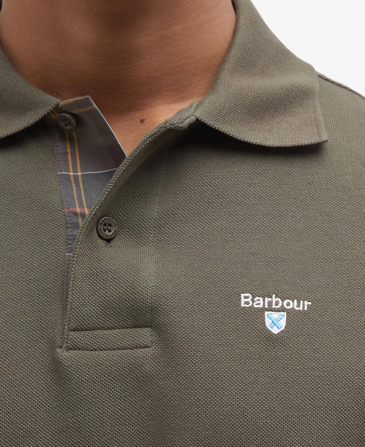 Tartan Pique Polo Shirt - Dark Olive