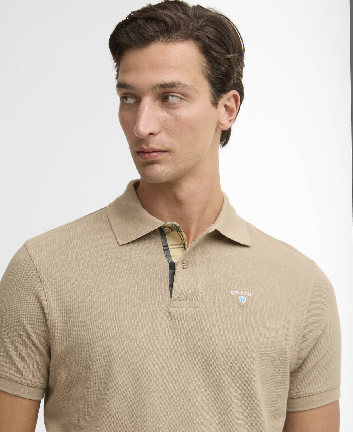 Tartan Pique Polo Shirt - Washed Stone/Dress