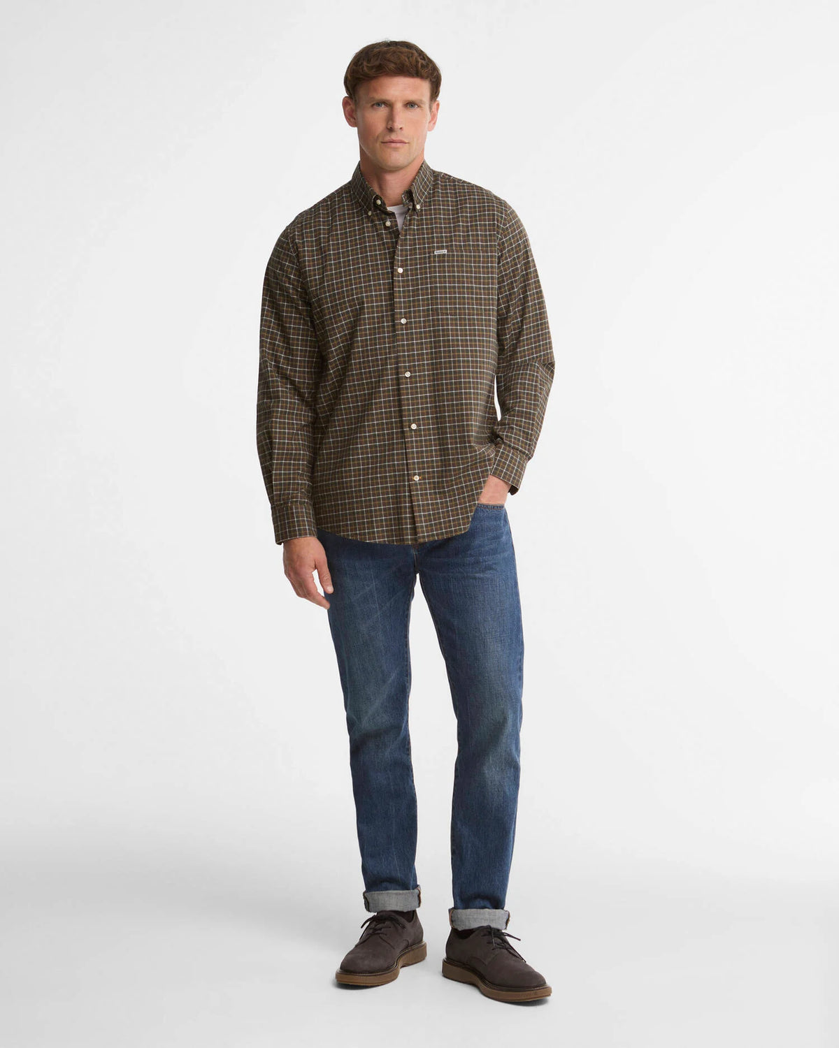 Barbour Alderwood Regular Fit Tattersall Shirt, olive
