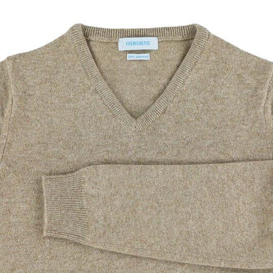 Osborne Knitwear, lamswollen damestrui V-hals, colt